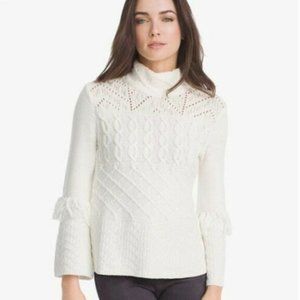 WHITE HOUSE BLACK MARKET Chunky Knit Sweater with Fringe